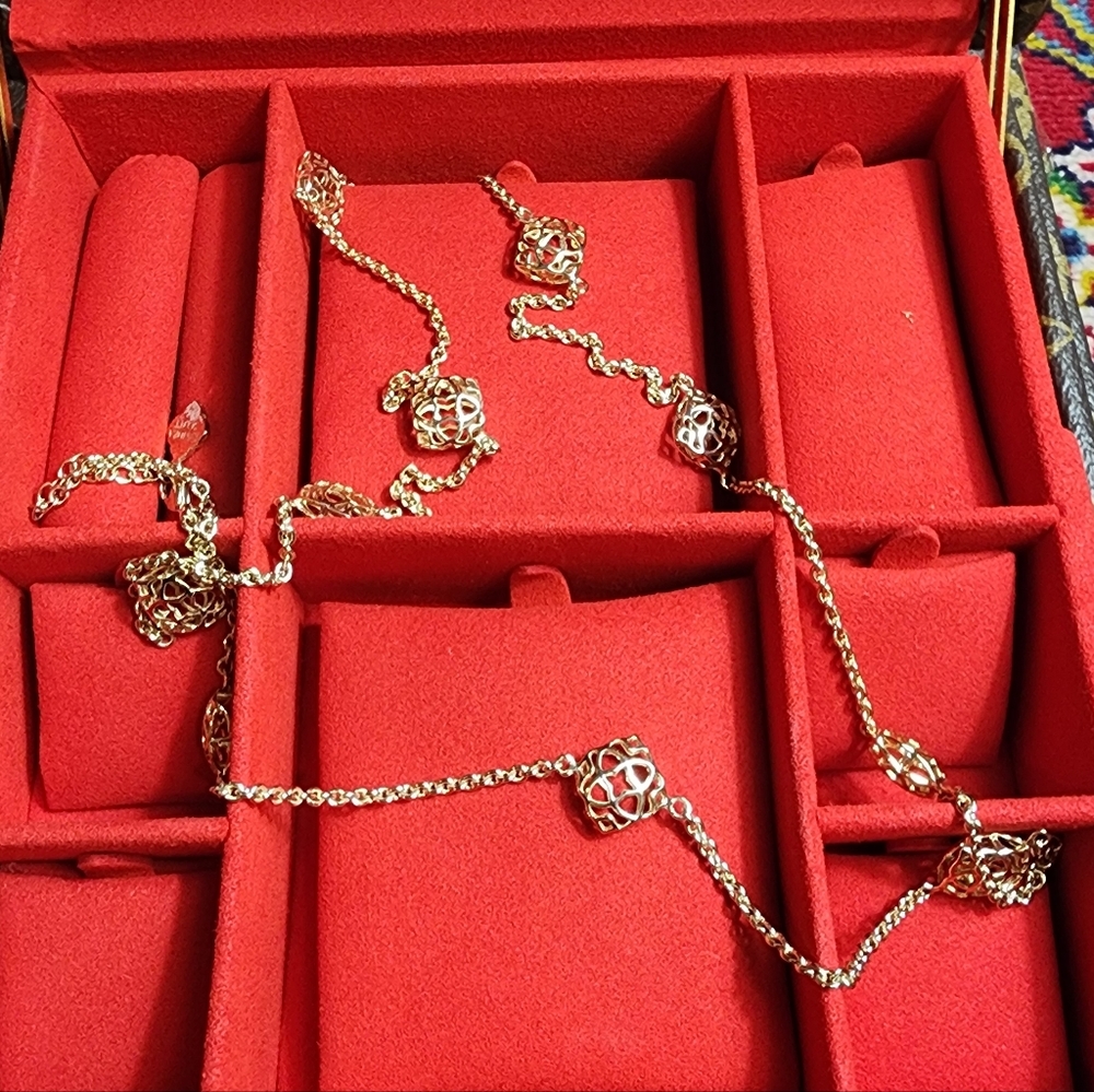 Gold Tone Long Kendra Scott Necklace